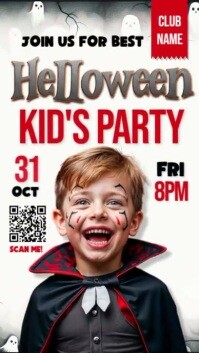 White 3d Halloween Kid's Party Instagram Story template