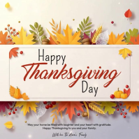 White 3d Happy Thanksgiving Day Square (1:1) template