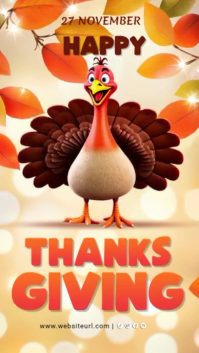 White 3d Happy Thanksgiving Instagram Story template