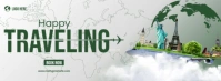 White 3d Happy Traveling Facebook Cover Photo template