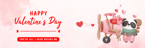 White 3d Happy Valentine's Day Tajuk Twitter template