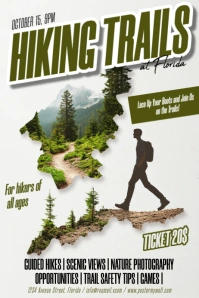 White 3d Hiking Trails  Poster template