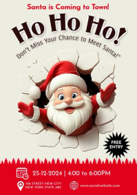 White 3d Ho Ho Ho  A4 template