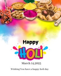 White 3d Holi Colorfestival Instagram Portrait template