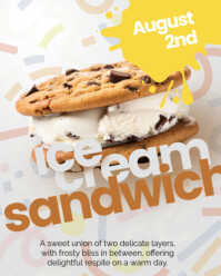 White 3d Ice Cream Sandwich Instagram Portrait template