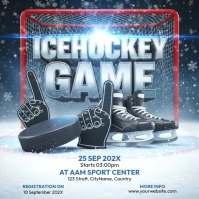 White 3d Ice Hockey Watch Party Instagram Post template