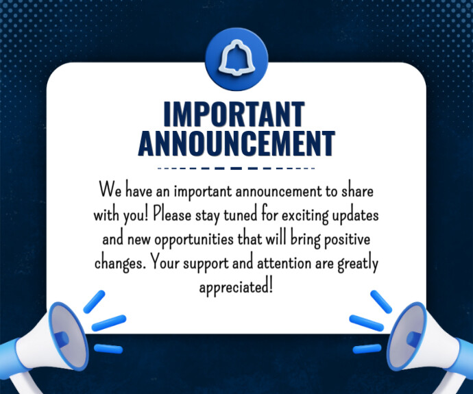 White 3d Important Announcement  Medium Rectangle Umugqa Ophakathi template