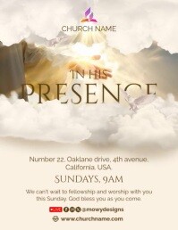 White 3d In His Presence Church Video Flyer (us Letter) template