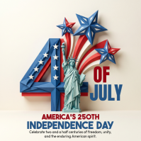 White 3D Independence Day Celebration Instagram Post template