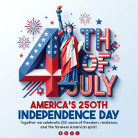 White 3D Independence Day Celebration Instagram Post template