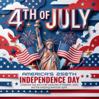 White 3D Independence Day Celebration Square Vierkant (1:1) template
