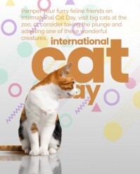 White 3d International Cat Day Instagram Portrait template
