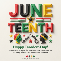 White 3D Juneteenth Celebration Instagram Post template