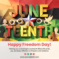 White 3D Juneteenth Celebration Square Video Kvadrat (1:1) template