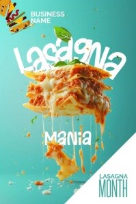 White 3d Lasagna Ad Poster template