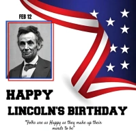 White 3d Lincoln's Birthday  Instagram Post template