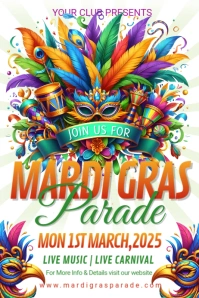 White 3d Mardigras Carnival Banner 4' × 6' template