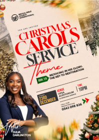 White 3d Maximalist Christmas Carol Service Church Event Flyer A4 template