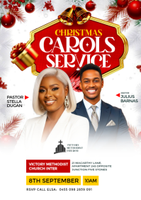 White 3D Maximalist Christmas Carol Service Flyer A4 template