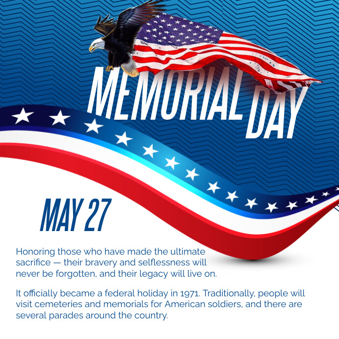 Copy of White 3d Memorial Day Instagram Post | PosterMyWall