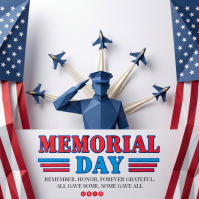 White 3D Memorial Day Square Kvadrat (1:1) template