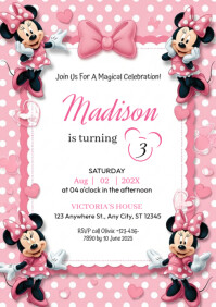 White 3d Minnie Mouse, A4 template