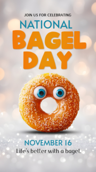 White 3d National Bagel Day Instagram Story template