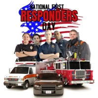 White 3d National First Responders Day  Instagram Post template