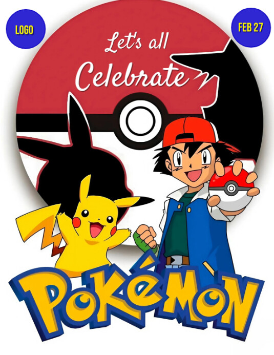 White 3d National Pokemon Day Flyer (us Letter) Template | PosterMyWall