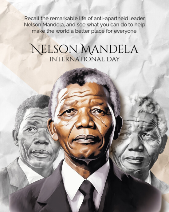 White 3d Nelson Mandela International Day Instagram Portrait template