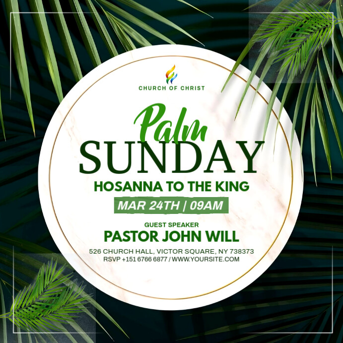 White 3d Palm Sunday  Square (1:1) template