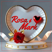 White 3d Personalized Romantic Couple Name Heart  Square (1:1) template