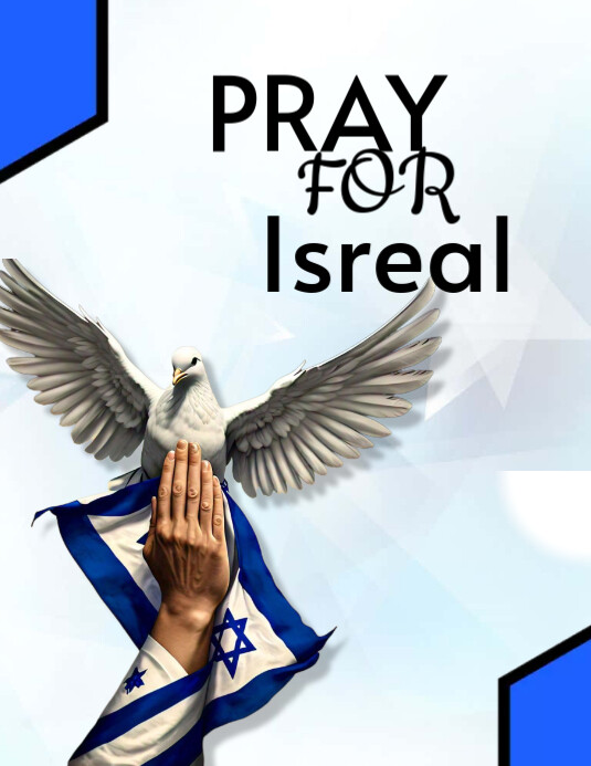White 3d Pray For Israel Flyer (us Letter) Template | PosterMyWall