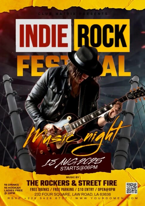 White 3d Rock Festival  A4 template
