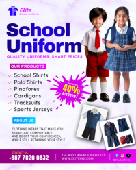 White 3d School Uniform Student Attire Pupils Schoolwear Highschool Middle Grade Store Shop Flyer Te Instagram Portrait template