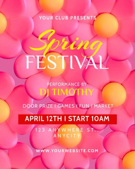 White 3d Spring Festival Instagram Portrait template