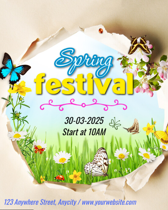 White 3d Spring Festival Instagram Portrait template