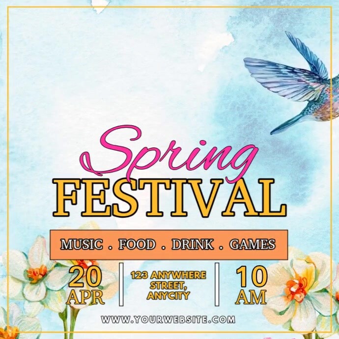 White 3d Spring Festival Pos Instagram template