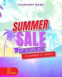 White 3d Summer Sale Instagram Portrait template