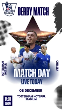 White 3d Tottenham Hotspur Vs Chelsea Premier League Match Day  Instagram Story template