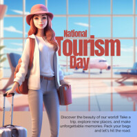 White 3d Tourism Day Instagram Post Iphosti le-Instagram template