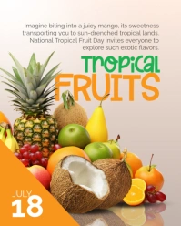 White 3d Tropical Fruit Instagram Portrait template