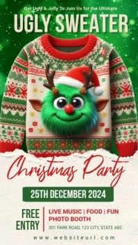 White 3d Ugly Sweater Party Instagram Story Instagram-verhaal template
