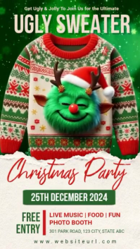 White 3d Ugly Sweater Party Instagram Story template