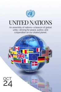 White 3d United Nations Day Poster Póster template