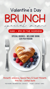 White 3d Valentin's Day Brunch Instagram Story template