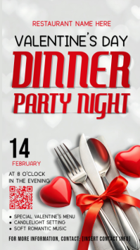 White 3d Valentine's Day Dinner Party Instagram Story template