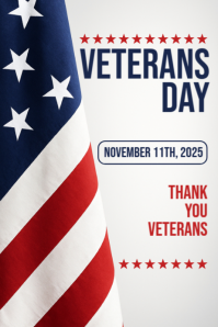 White 3d Veterans Day Poster template