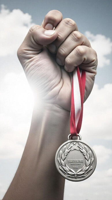 White 3d Victory Medal  Instagram Story template