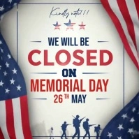 White 3d We Will Be Closed On Memorial Day Instagram Post template